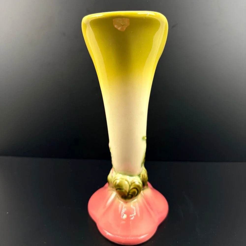 Hull Pottery Wildflower‎ Double Cornucopia Vase W15-8.5 Pink Yellow Green MCM